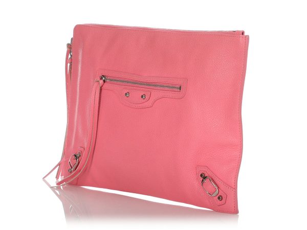 Balenciaga Large Pink Classic Zip Pouch Fashion