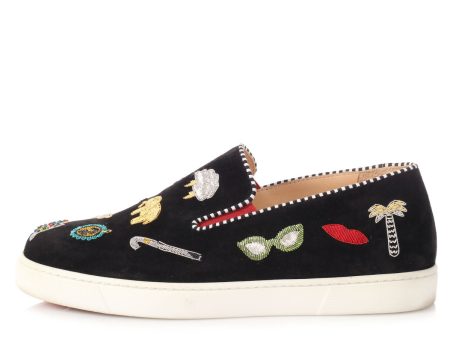 Christian Louboutin Black Pik N Luck Suede Skater Shoes Online Sale