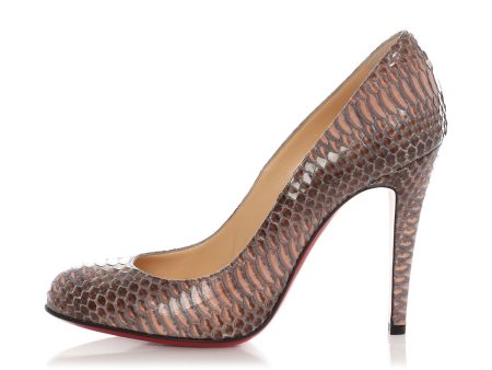 Christian Louboutin Nude Watersnake Ron Ron 100 Pumps Online now