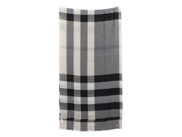 Burberry Black and Beige Sparkle Check Shawl Sale