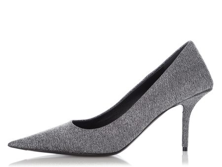 Balenciaga Silver Glitter Knife Pumps For Sale