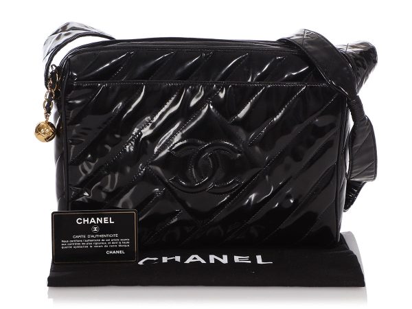 Chanel Vintage Black Patent Crossbody Bag Sale