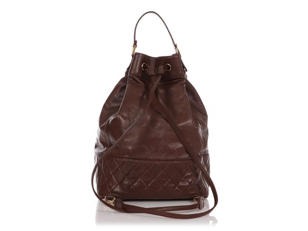 Chanel Vintage Large Brown Drawstring Backpack Sling Bag Online now