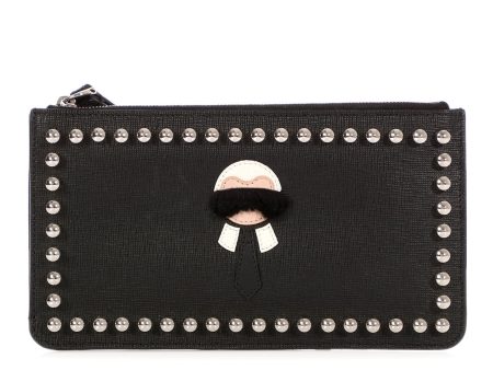 Fendi Black Studded Karlito Wristlet Online Sale