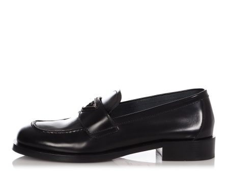 Prada Black Brushed Calfskin Loafers Fashion