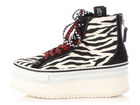 R13 Zebra Print High-Top Skater Platform Sneakers Online