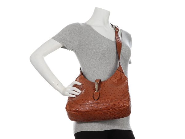 Gucci Medium Gingerbread Ostrich Jackie Hobo Discount