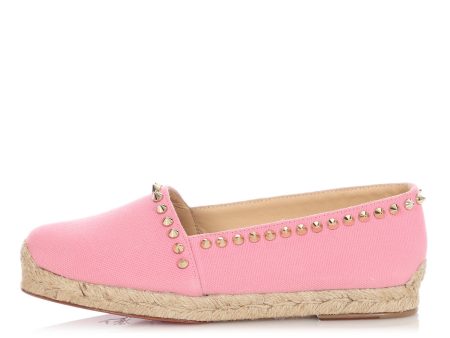 Christian Louboutin Pink Ares Studded Espadrilles Online Hot Sale