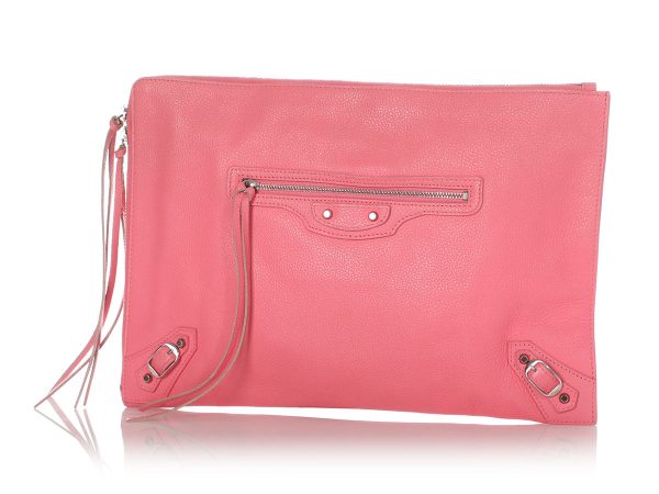 Balenciaga Large Pink Classic Zip Pouch Fashion