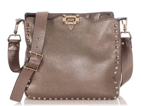 Valentino Small Bronze Rockstud Flip Lock Hobo Online