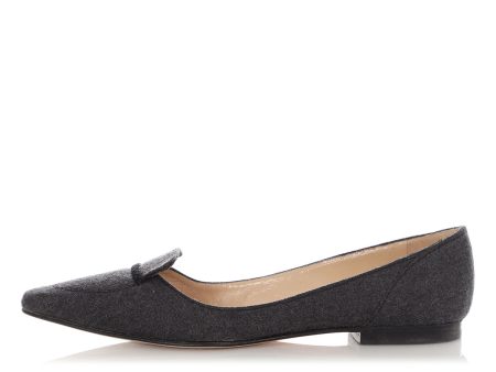 Manolo Blahnik Gray Flannel Flats Discount