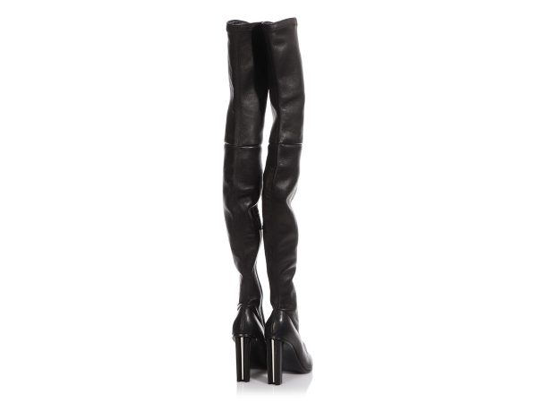 Alexander McQueen Black Leather Over The Knee Stretch Boots Cheap