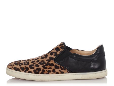 Christian Louboutin Leopard Print Calf Hair Master Key Sneakers For Sale