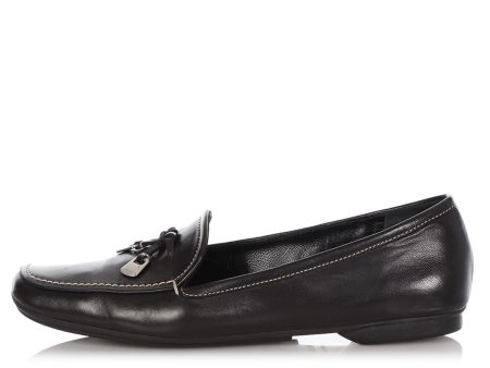 Prada Black Leather Loafers Online now