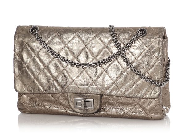 Chanel Bronze Quilted Distressed Metallic Calfskin Reissue 227 Sale