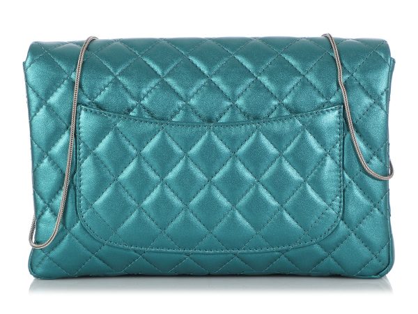 Chanel Metallic Turquoise Quilted Calfskin Reissue Clutch For Cheap