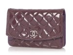 Chanel Violet Quilted Patent Brilliant Wallet On Chain WOC Discount