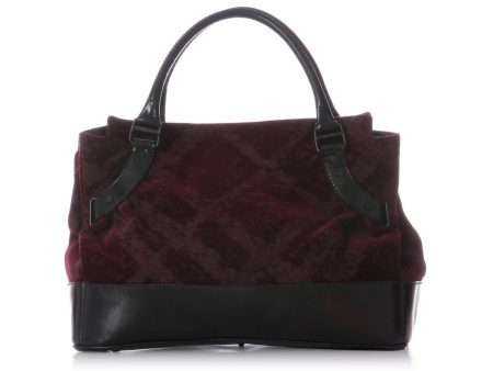 Burberry Burgundy Velvet Tote For Discount