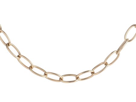 14K Yellow Gold Large Chain Link Necklace Online Hot Sale