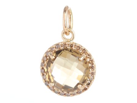 14K Yellow Gold Citrine and Champagne Diamond Pendant Online