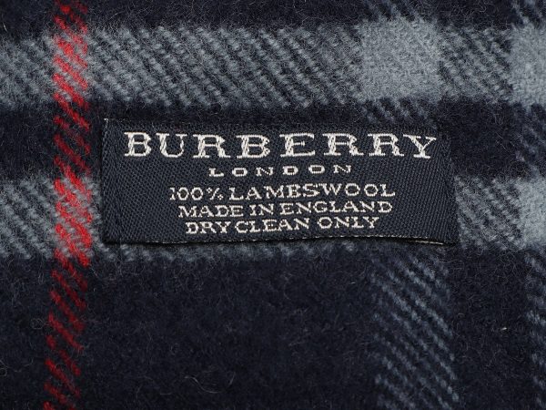 Burberry Navy and Red Wool Stole Cheap