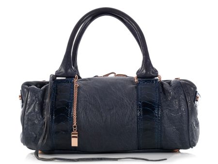 Balenciaga Blue Ostrich Leg Trim Whistle Bag For Cheap