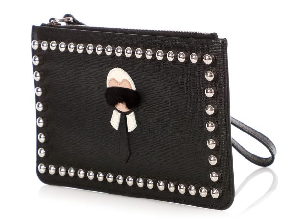 Fendi Black Studded Karlito Wristlet Online Sale