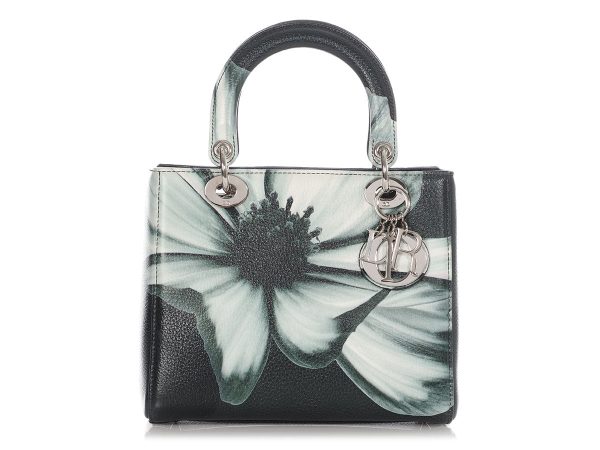 Dior Medium Dark Green Deerskin Floral Lady Dior For Cheap