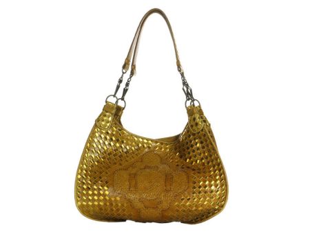 Bottega Veneta Gold Metallic Bag For Sale