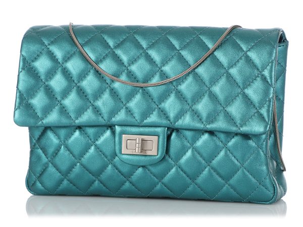 Chanel Metallic Turquoise Quilted Calfskin Reissue Clutch For Cheap