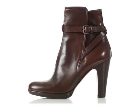 Miu Miu Brown Leather Ankle Boots Fashion