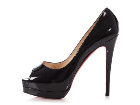 Christian Louboutin Black Patent Lady Peep 150 Pumps Discount