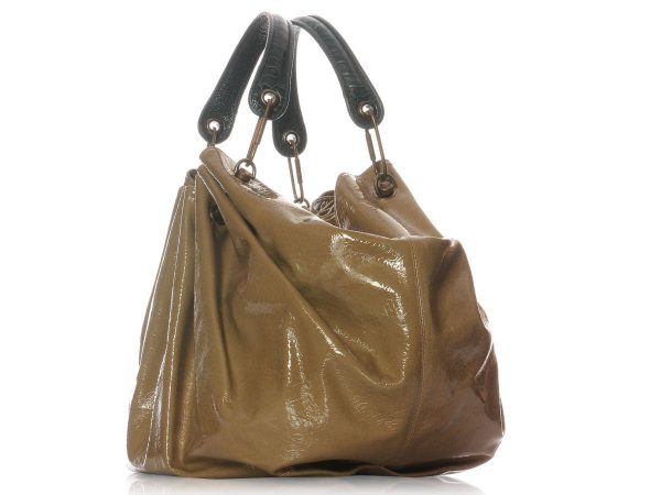 Lanvin Taupe Patent Sac Polisson PM Online now