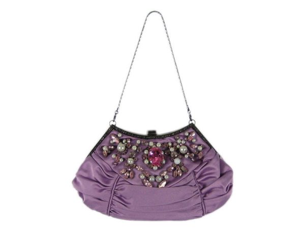 Badgley Mischka Lavender Satin Evening Bag Hot on Sale