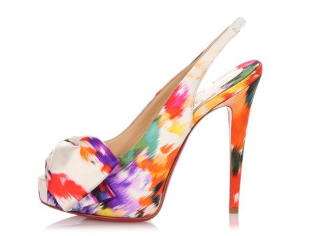 Christian Louboutin Multicolor Satin Vendôme Sling Nodo 120 Pumps Cheap