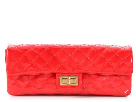 Chanel Red Quilted Patent Reissue Clutch Cheap