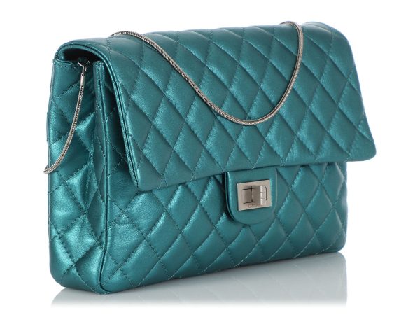 Chanel Metallic Turquoise Quilted Calfskin Reissue Clutch For Cheap