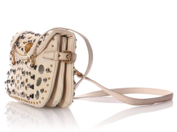 Miu Miu Studded Cream Shoulder Bag on Sale