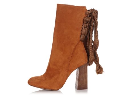 Chloé Tan Suede Back Lace Boots Discount