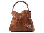 Gucci Brown Python Bamboo Handle Bag Cheap