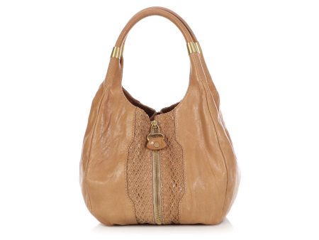 Jimmy Choo Beige Mandah Expandable Hobo on Sale