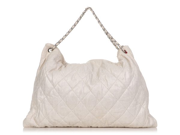 Chanel Large Beige Quilted Fabric LA Tote Discount