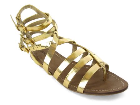 Miu Miu Gold Metallic Gladiator Shoes For Discount