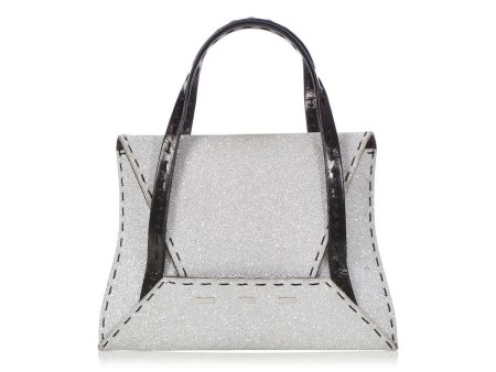 VBH Silver and Black Manilla Glitter Handle Bag Fashion