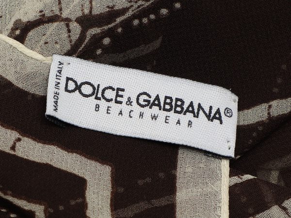 Dolce & Gabbana Brown and Cream Print Shawl on Sale