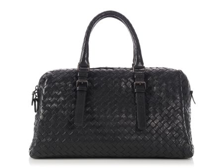 Bottega Veneta Black Woven Leather Satchel Cheap