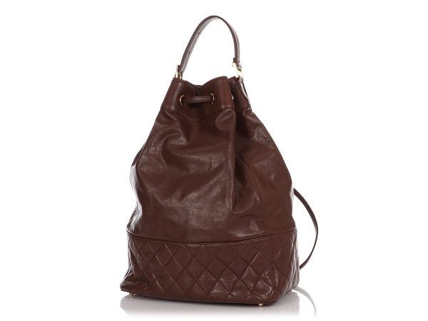 Chanel Vintage Large Brown Drawstring Backpack Sling Bag Online now