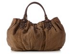 Gucci Brown Snakeskin Stud Hobo Hot on Sale