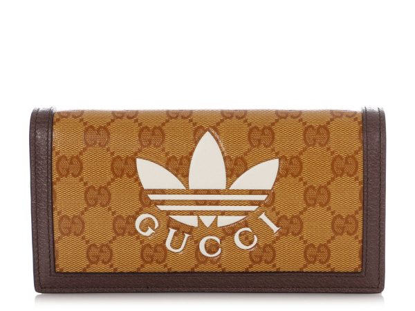 Gucci x Adidas GG Monogram Crystal Canvas Wallet on Chain on Sale