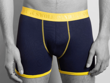 Navy Yellow Waistband Bamboo Boxer Sale